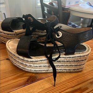 Black Espadrille Wedge Sandals